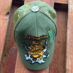 Olive Green Embroidered Freedom Cap